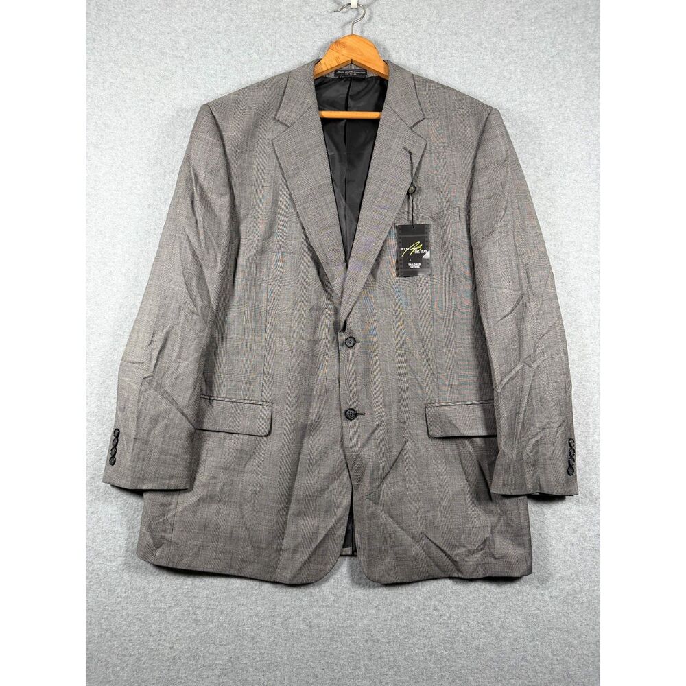 NWT Vintage Studio 3 Bill Blass Men's 46L 40W Gray Plaid Wool Suit Bin F
